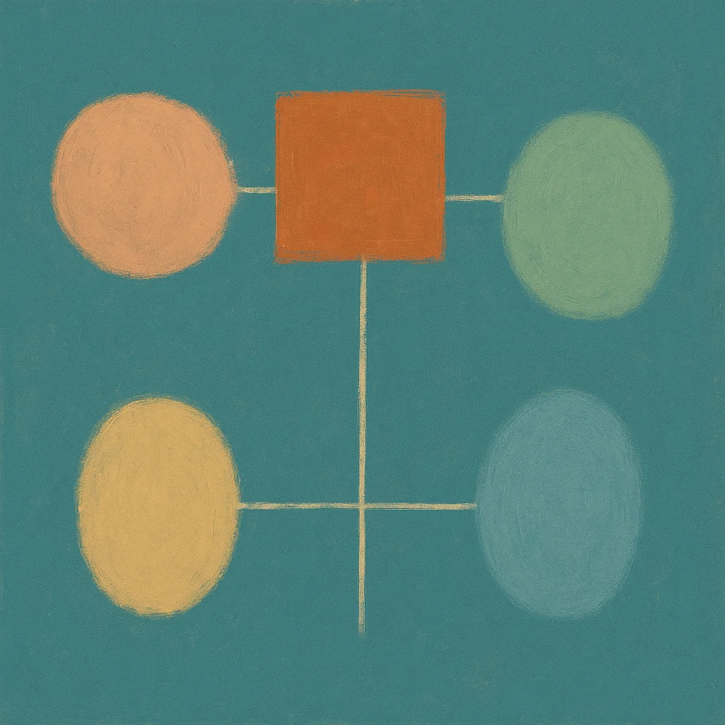 Arte abstrata mostrando diferentes agrupamentos de prompts