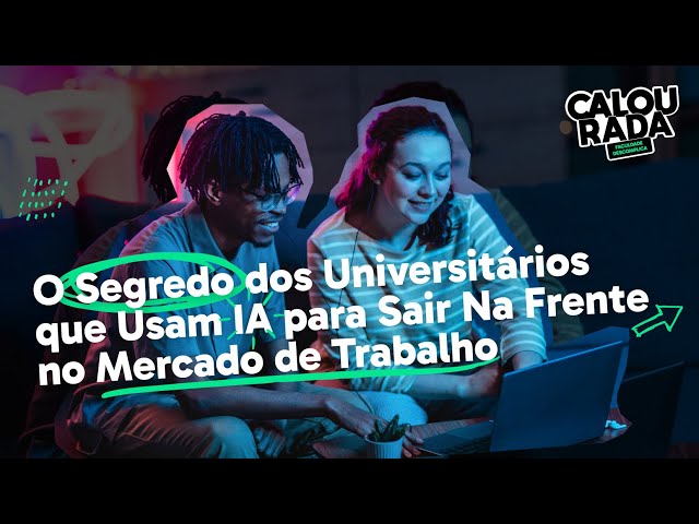 Capa da live sobre IA para universitários e mercado de trabalho, mostrando estudantes utilizando tecnologia em um ambiente moderno.