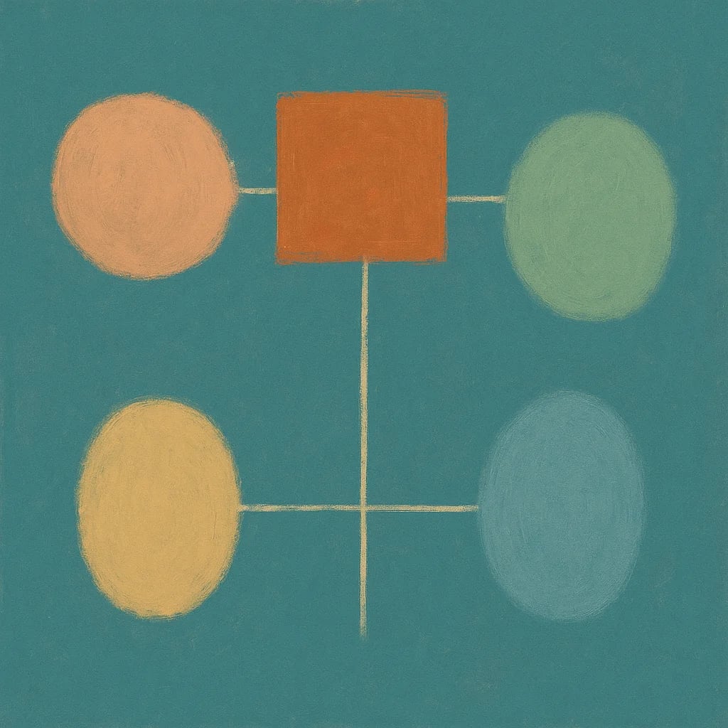 Arte abstrata mostrando diferentes agrupamentos de prompts